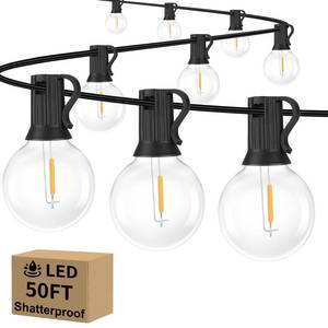 LED String Lights Outdoor Waterproof 50Feet with 52 Shatterproof Bulbs
