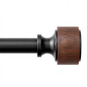 lot 9039 image: MARHSIPE Wood Curtain Rods for Windows 48 to 84 Inch, 1 Diameter Drapery Rod with Imitation Wood Grain Finials, Adjustable Heavy Duty Curtain Rod Set, IndoorOutdoor Modern Curtains Rods