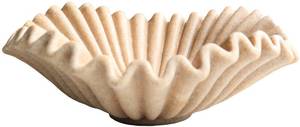 lot 9044 image: Large Decorative Handmade Bowl Decor , Modern Home Decoration, Fan Shaped Bowl, Ruffle Decor, Stylish Key Bowl for Entry Table, Decorative Fruit Bowl for Kitchen Counter, Artificial Stone Beige