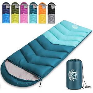 lot 9054 image: Flantree Sleeping Bags for Adults & Kids for Camping Hiking Trips Warm Cool Weather, Lightweight and Waterproof with Compression Bag, 3-4 Season Indoors Outdoors Activities