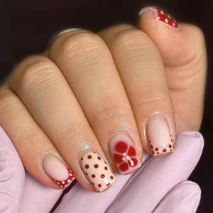 lot 10078 image: Cat Eye Press on Nails Medium Square Fake Nails Wine Red False Nails Glossy Glitter Red Ombre Glue on Nails Full Cover Reusable Stick on Nail for Women Manicure 24Pcs