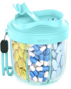 lot 10098 image: Pill Organizer,Pill Dispenser with 7 Large Compartments,Portable Pill Box for Travel, Anti-Mix Design & Wide Opening Design, Easy Access to Vitamin Dispenser, Includes 20 Blank Stickers��Blue��