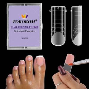 lot 10109 image: TOROKOM Poly Gel Nail Forms for Toes, Long Square Dual Forms, Toe Pedi Nail Extension Reusable Toe Nail Tips Mold, 120Pcs, 12 Sizes