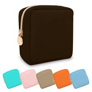 lot 10119 image: UIXIZQ Mini Makeup Pouch for Purse, Small Cosmetic Bag Pouch Nylon Travel Toiletry Organizers Bag for Women Girls, Cute Zipper Coin Purse Preppy Storage Purse for School Work(Mini-Chocolate)