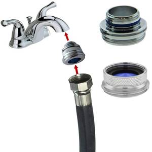 lot 10123 image: Neoperl Cache to Hose Faucet Adapter - Convert Hidden Aerator to Take 34 Male for Kitchen Appliances - Solid Brass, Chrome Plated