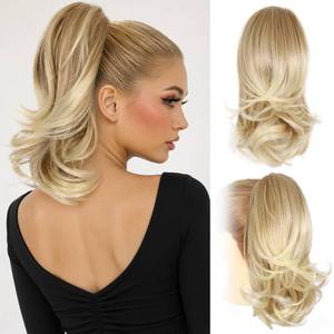 lot 10127 image: ZQIAN BEAUTY 14 Inch Blonde Ponytail Extension, Clip on Ponytails for Women