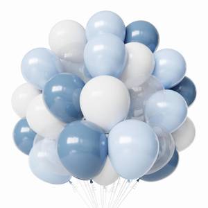 lot 10128 image: Dusty Blue Latex Balloons, 60pcs 12 Inches Blue and White Balloons