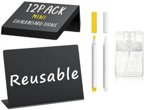 lot 10129 image: PigPotParty 12 Pcs Food Labels for Party Buffet 4x3 Mini Chalkboard Signs