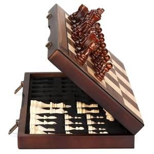 lot 10133 image: Magnetic Wooden Chess Set for Adults Kids 15 Chess Board with Handmade Pieces, Folding Portable Travel Unique Chess Sets Game for Tournament Professional Beginner