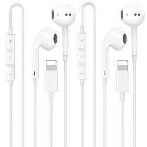 lot 10141 image: Apple MFi Certified iPhone Headphones Wired with Lightning Connector 2 Pack