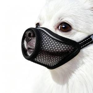 lot 10145 image: Dog Muzzle, Soft Mesh Muzzles for Small Dogs, Chihuahua Yorkie Pom, Short Snout Mouth Guard for Barking Biting Grooming, Breathable Adjustable Puppy Muzzle (Deep Black, XXS)