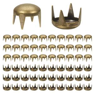 lot 10149 image: TIXIPEM Round Dome Rivets 100pcs - 6mm Round Dome Studs Metal Claw Beads Nailhead Rivets Spike Studs for Leather Craft & Hat & Clothes & Belt & Bracelet Accessories - Brown