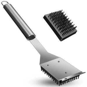 lot 10151 image: JLiup BBQ Grill Brush and Scraper, Heavy Duty Grill Cleaner with Stainless Steel Handle, Replacement Brush Head Included, Grill Cleaning Brush for Gas, Charcoal & Smoker Grill Grates ��15 inch��
