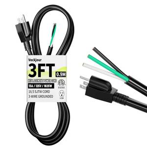 lot 10163 image: Vockjour 3 ft 163 Pigtail Replacement Power Tool Cord, NEMA 5-15P Black