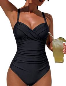 lot 10168 image: Firpearl Black One Piece Swimsuits for Women Large Bust Supportive Swimwear with Underwire Slimming Tummy Control Bathing Suit US14