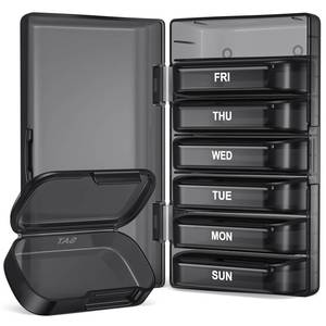 lot 10179 image: PULIV Weekly Pill Organizer with Large Capacity, Dual Protection (Black)