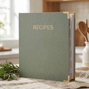 lot 11583 image: Aesthetic Recipe Binder with Waterproof Cloth Cover & Plastic Sleeves
