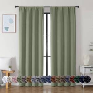 lot 11591 image: Simplebrand Ava Sage Green Blackout Curtains for Bedroom 84 Inch Length 2 Panels Set, Solid Thermal Insulated Privacy Living Room Window Treatment Curtains Blackout Drapes, W40 x L84 Inch, Sage Green
