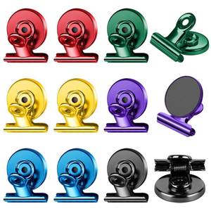 lot 12053 image: FINDMAG 12 Pack Fridge Magnets, Colorful Magnetic Clips for Fridge Notes
