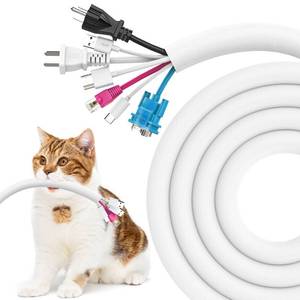 lot 13061 image: UOMTFAI Dog and Cat Cord Protector 10ft - 1inch, Flexible Cable Sleeve for Easy Cord Management, Protects Cables from Pets Chewing, Ideal for USB, Power, Audio and Video Cords - White
