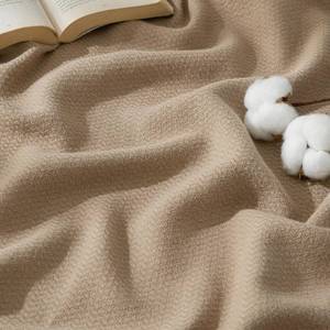 lot 13067 image: Bedsure 100% Cotton Blanket, Herringbone Weave, Queen Size, Light Brown