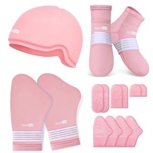 lot 13070 image: SuzziPad Chemo Care Package Cooling Gloves & Socks & Cold Cap, Pink, L