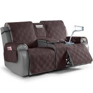 lot 13084 image: TAOCOCO Loveseat Recliner Cover with Center Console, 100% Waterproof Pet Cover for Dual Recliner with Straps Design, Split Reclining Loveseat Covers Furniture Pet&Kids Protector (2 Seater, Chocolate)
