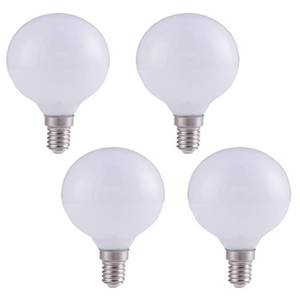 lot 14184 image: G25(G80) Globe LED Light Bulbs, E12 5W Vanity Edison Bulbs, Warm White 3000K,750LM, E12 Base, Milky Filament Bulbs for Vanity Makeup Mirror Bathroom Bedroom,4 Pack