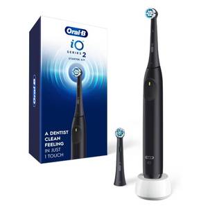 lot 14186 image: Oral-B Rechargeable Electric Toothbrush, iO2 Starter Kit, 3 Cleaning Modes, Automatic Pressure Sensor to Protect Gums, 2 Brush Heads, Night Black