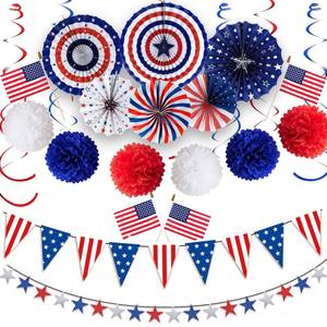 lot 14187 image: 32pc 4th of July Patriotic Red White Blue Decor Americas 250th Anniversary