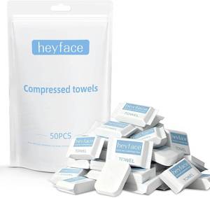 lot 14192 image: Heyface Compressed Towels Tablets (11.8 x11) 50 PCS Disposable Face Towel