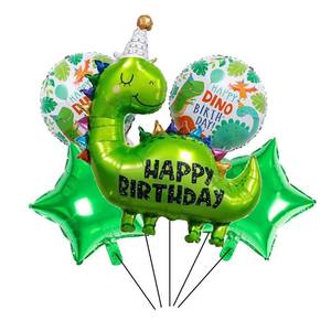 lot 14200 image: 5Pcs 35 Inch Dinosaur Balloons Birthday Decoration for Kids Green Foil Happy Birthday Dino Balloon for Wild One Baby Shower Jungle Safari Animal World Themed Party Decoration