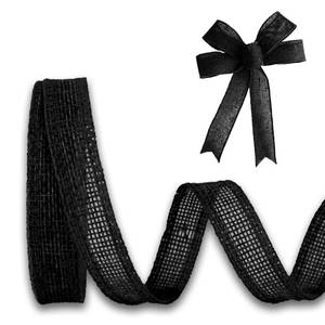 lot 14215 image: JaoZuyard Black Burlap Ribbon 12 inch X 10 Yard Black Linen Wired Ribbon