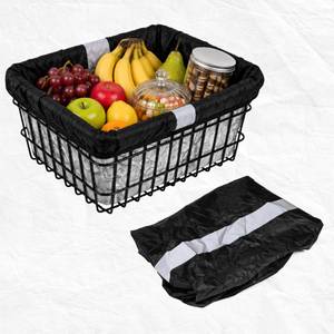 lot 14219 image: Waterproof Bike Basket Liner, Bikes Rain Cover with Reflective Strip Fits Most Bicycle Front Baskets, Black 210D Oxford Cloth, Electric Motorcycle Inner Lining Cover, Outdoor Backpack Protective Bag