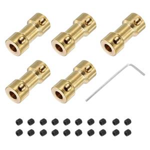 lot 14224 image: MECCANIXITY 5 Pack 3.17mm to 5mm Brass Shaft Coupling Joint Connector with Screws and Hex Wrench Flexible Motor Shaft Coupler for Car Wheels Tires Shaft Motor