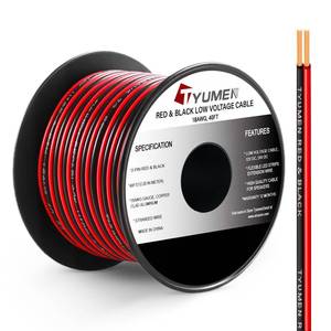 lot 14229 image: TYUMEN 40FT 18 Gauge 2pin 2 Color Red Black Cable Hookup Electrical Wire LED Strips Extension Cord 12V24V DC Cable, 18AWG Flexible Wire Extension Cords for LED Ribbon Lamp Tape Lighting
