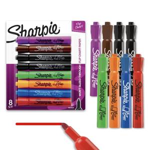 lot 14246 image: Sharpie Flip Chart Markers, Bullet Tip, Assorted Colors, Low-Odor, Squeak-Free, 8 Count - Office Presentation, Back to School, Teacher Supplies
