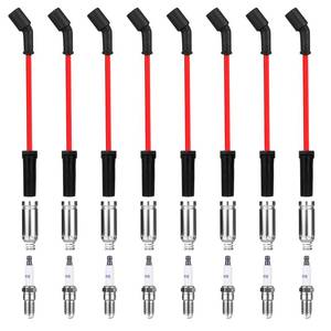 lot 19000 image: 41-110 Iridium Spark Plugs and Wires Set for Chevy GMC 4.8 5.3 6.0 6.2 LS