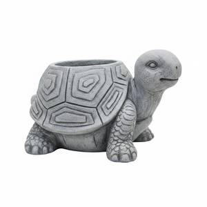 lot 19007 image: Comfy Hour 14 Inch Turtle Planter Pot, Gray Tortoise Decor