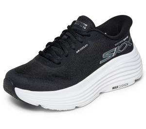 lot 19008 image: Skechers Womens Max Cushioning Endeavour Hallandale Hands Free Slip-Ins Sneaker, BlackWhite, 8.5 (Slightly Worn)