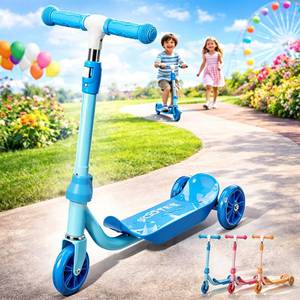 lot 19009 image: Kids Scooter Ages 3-7 - Three Wheel Preschool Toddler Kick Scooters,Safer Steering,Light Up Wheels, Adjustable Handlebar, Wide Anti-Slip Deck, Birthday for Boys Girls - Blue