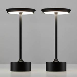 lot 19013 image: PUSU Rechargeable Table Lamps Set of 2, Black Cordless Portable Desk Lamp (Cosmetic Damage on 1 Lamp)
