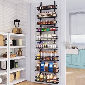 lot 19017 image: Eastherry Over The Door Pantry Organizer��9-Tier Over The Door Organizer with Adjustable Basket��Metal Hanging Pantry Organizers and Storage for Kitchen, Back of Door Seasoning Rack (Black)
