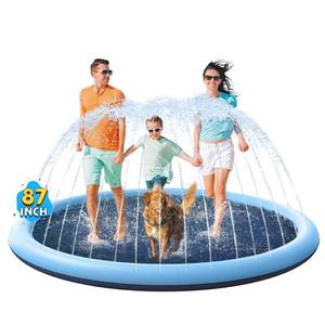 lot 19024 image: VISTOP Non-Slip Splash Pad for Kids and Dog, Thicken Sprinkler Pool Summer Outdoor Water Toys - Fun Backyard Fountain Play Mat for Baby Girls Boys Children or Pet Dog (87 inch, Blue&Blue)