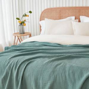 lot 19026 image: EMME Cotton Muslin King Blanket 4 Layer Ultra Soft Breathable Bed Layering Bedspread Coverlet Breathable Gauze Lightweight (Teal, 108x90)