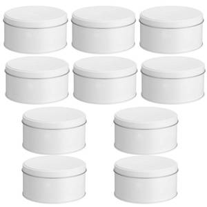 lot 19033 image: Hicarer 10 Pack Cookie Tins with Lids Round White Metal Baking Cans