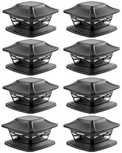 lot 19048 image: Davinci Lighting Flexfit Solar Outdoor Post Cap Lights - Includes Bases for 4x4 5x5 6x6 Wooden Posts - Bright LED Light - Slate Black (8 Pack)