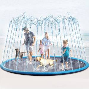 lot 19051 image: Lewtemi 10 ft Extra Large Non-Slip Splash Pad 120 for Adult Kids and Dog, Giant Thicken Sprinkler Pool Summer Outdoor Toys Fun Backyard Fountain Play Mat for Family Pet Dog (Blue,Classic Style)