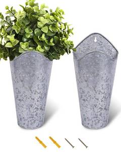 lot 19053 image: vensovo 2 Pack 12 Inch Galvanized Wall Planters for Flowers, Silver