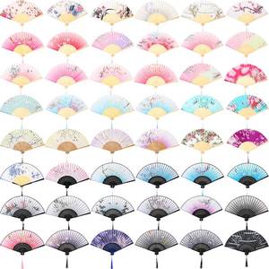 lot 19054 image: Roowest 48 Pcs Folding Hand Fans Foldable Chinese Japanese Fans for Women